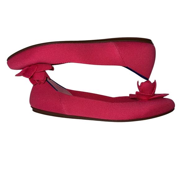 Rothy's The Petal Square Soiree Pink Ballet Flats with Blue Trim Size 11.5 - Picture 9 of 12